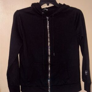 bebe Black‎ Hoodie Jacket with Silver Zipper